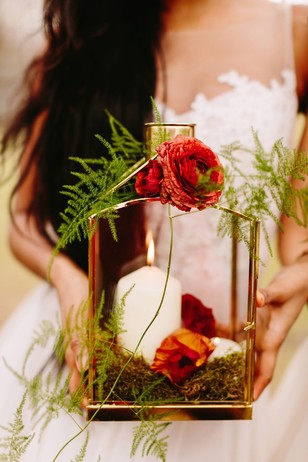 floral accented wedding lantern