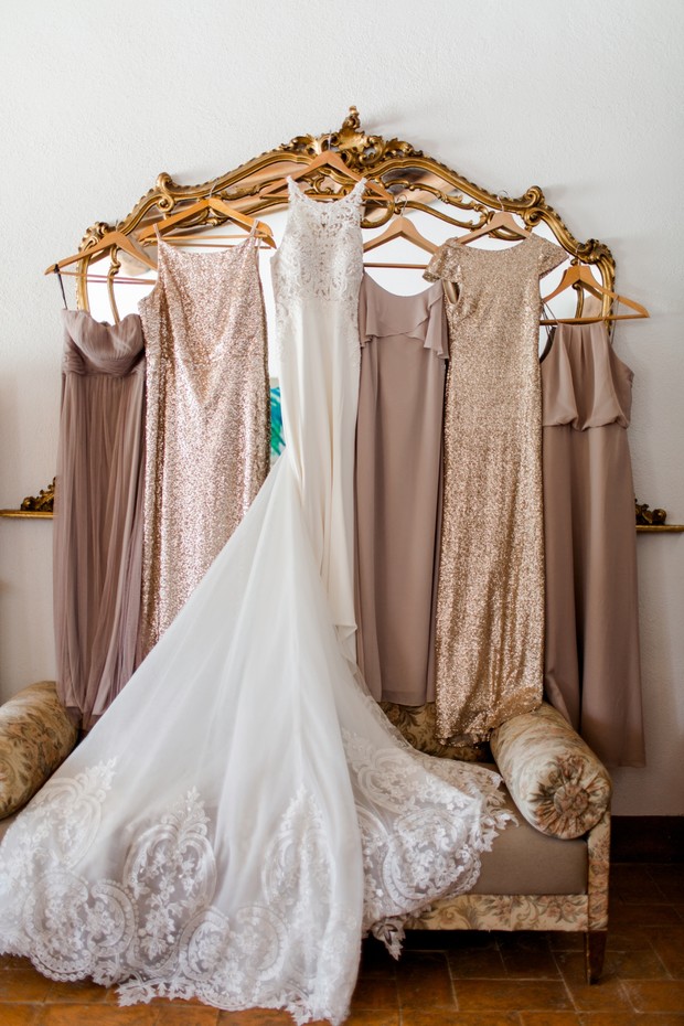 mix and match bridesmaid dresses in champagne