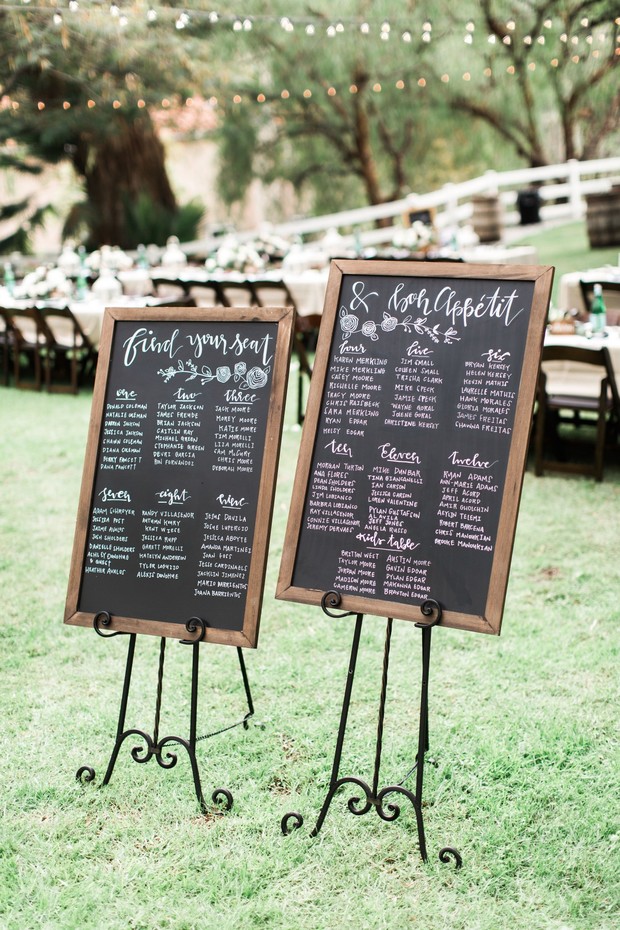chalkboard wedding seating assignment