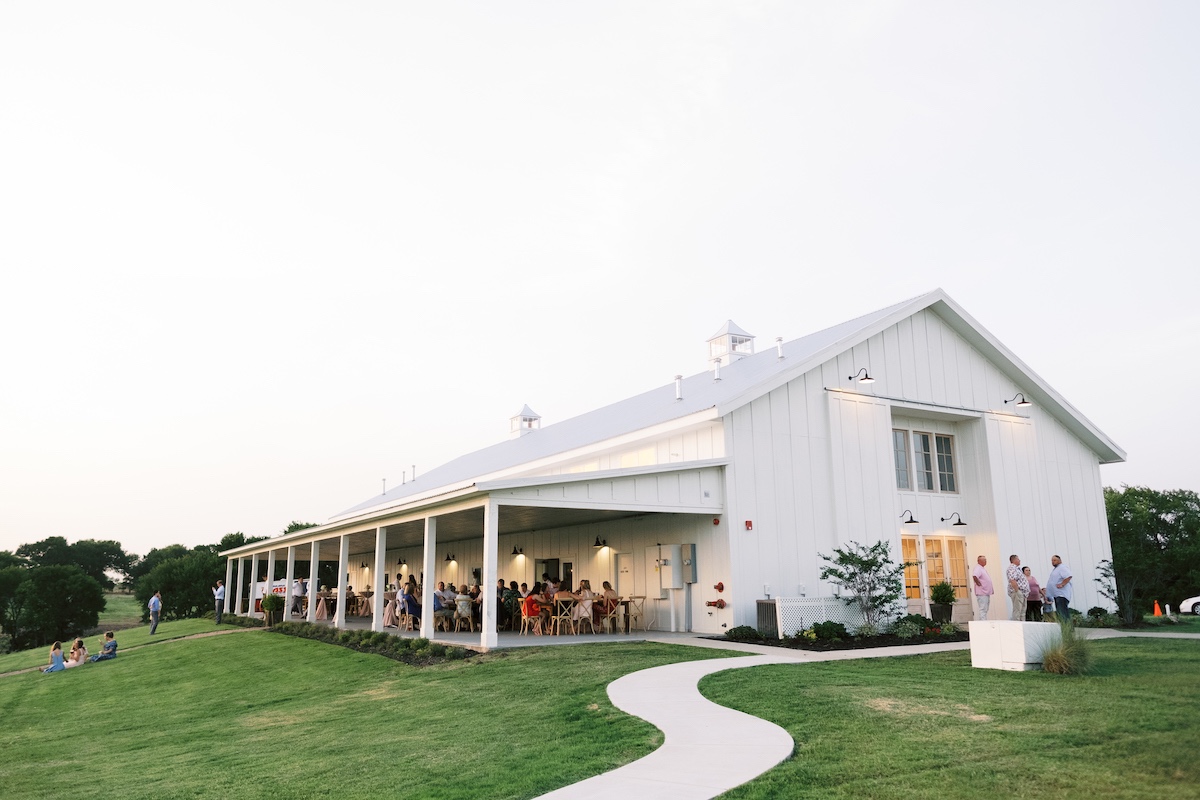 white barn wedding reception