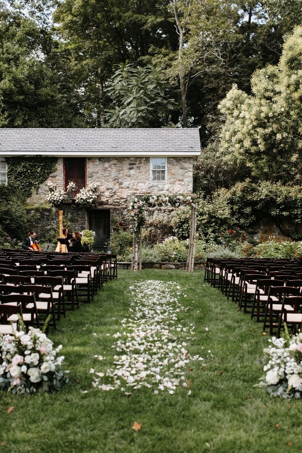 Outdoor garden wedding ceremony
