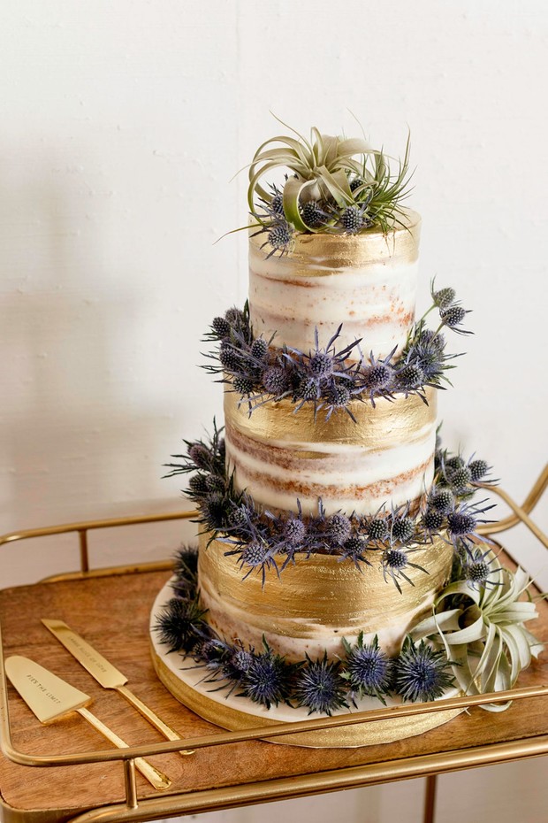 thistle topped wedding cake