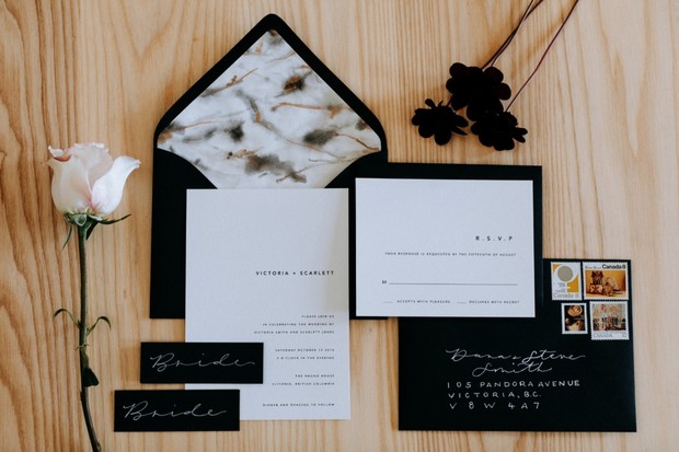 modern black and white wedding invitations