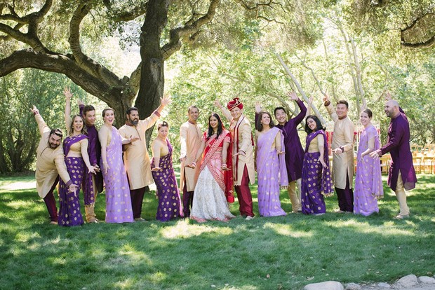 wedding party in traditional Indian garb