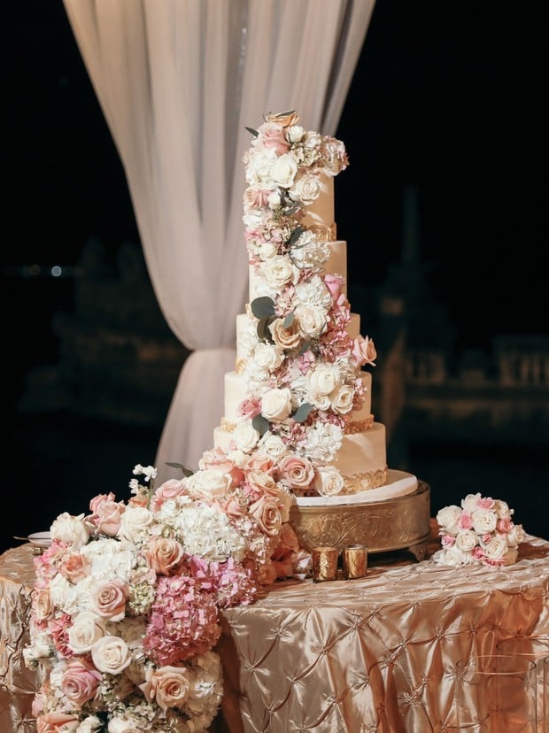 Amazing cascading flower wedding cake