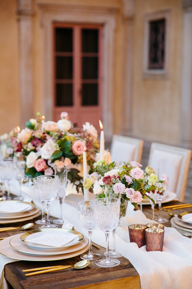 neutral blush wedding table decor
