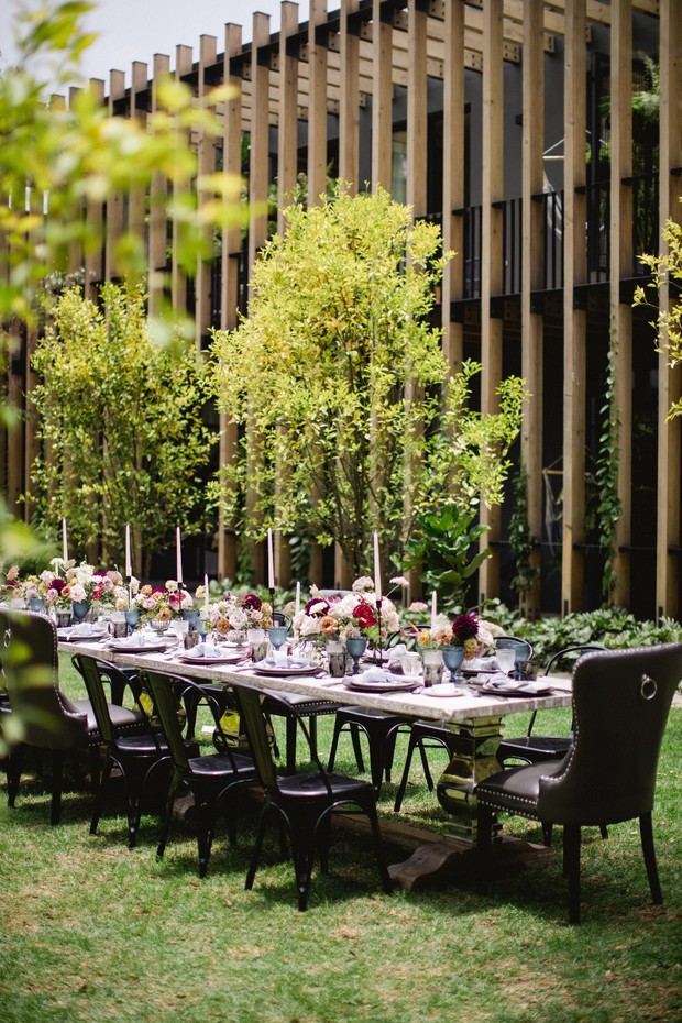 Elegant outdoor dining table set for a garden party