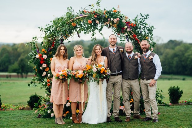 fall wedding with lots of flowers