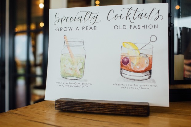 watercolor cocktail sign
