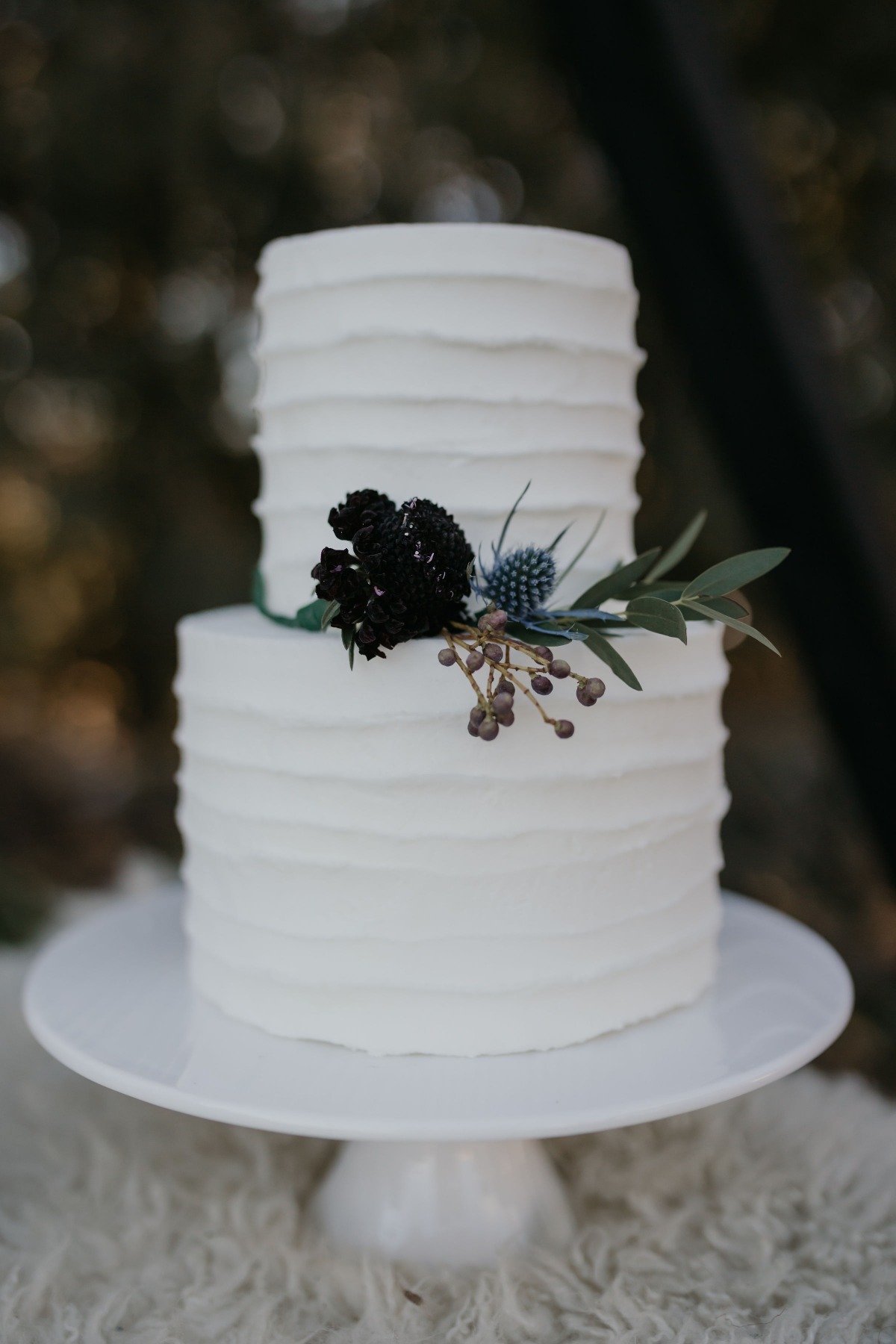 Small white boho wedding cake