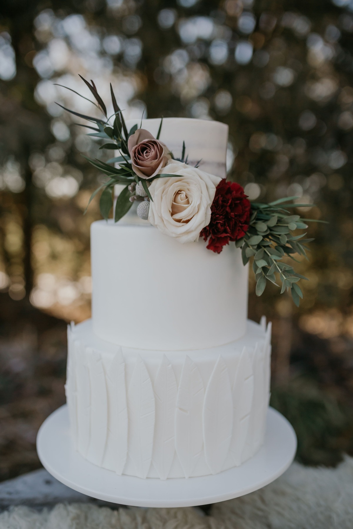 White boho wedding cake