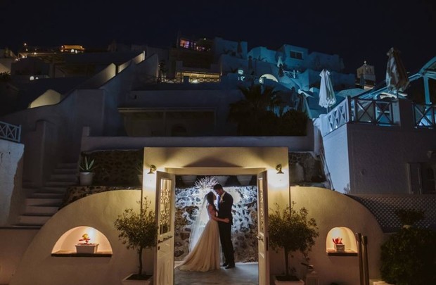 a wedding night in Santorini