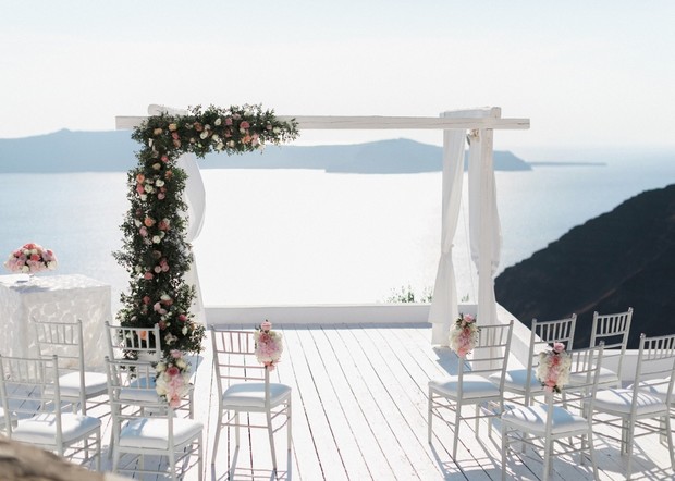 ceremony backdrop with a view in Greece
