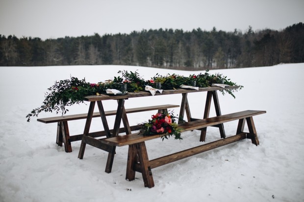 picnic table style wedding table