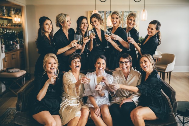 bridesmaids champagne toast