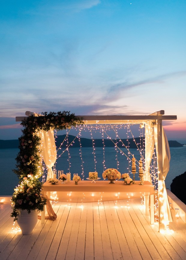 wedding cake table in Greece