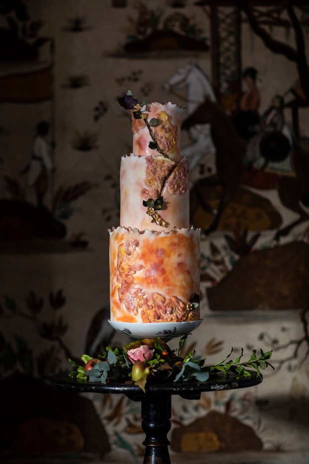 Modern water color wedding cake