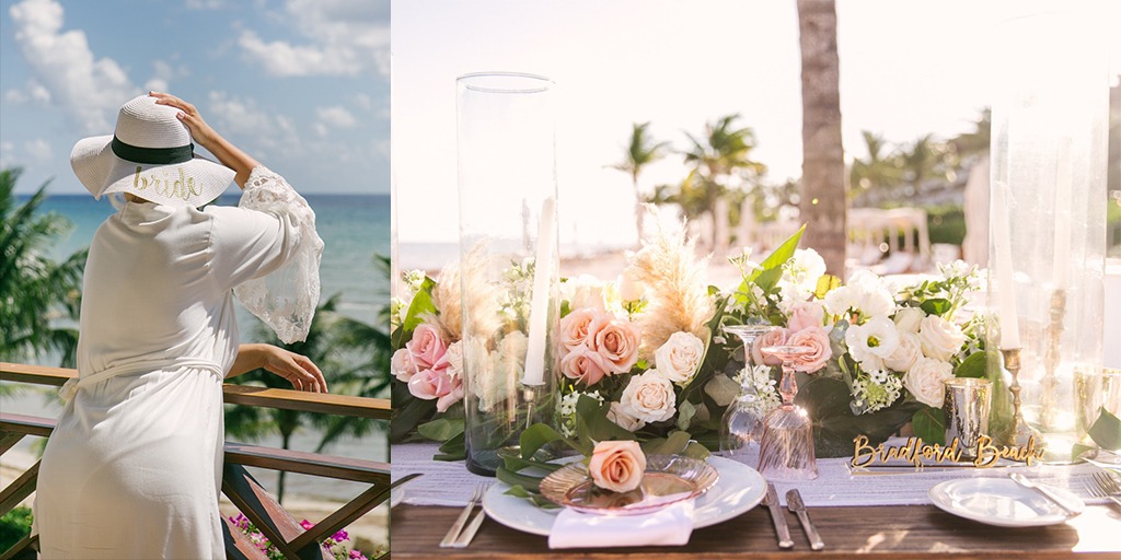 Blush and Gold Tropical Beach Wedding In Mexico