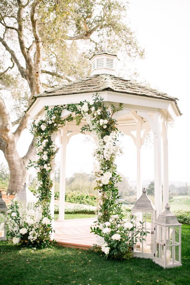 wedding gazebo with floral arch