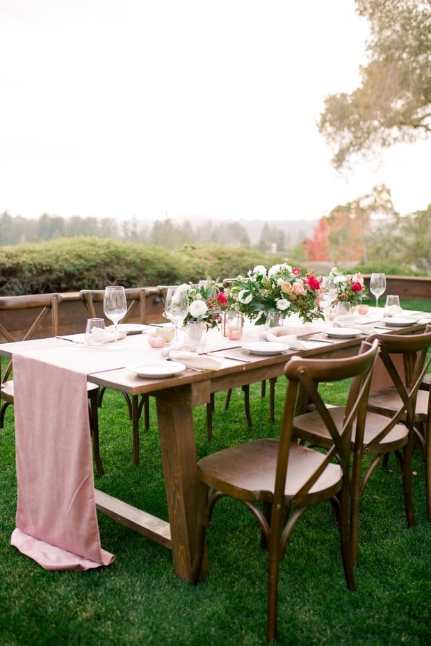 romantic wedding table in pink