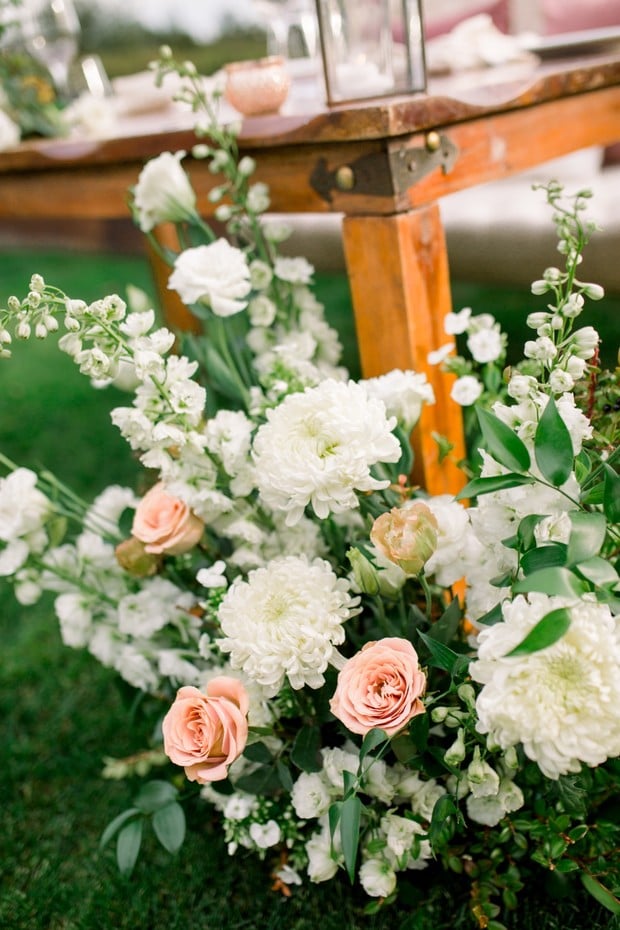 blush and white wedding florals