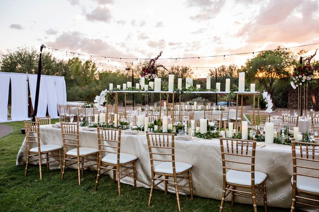gold and white outdoor wedding
