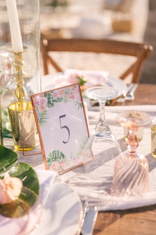 floral themed table numbers