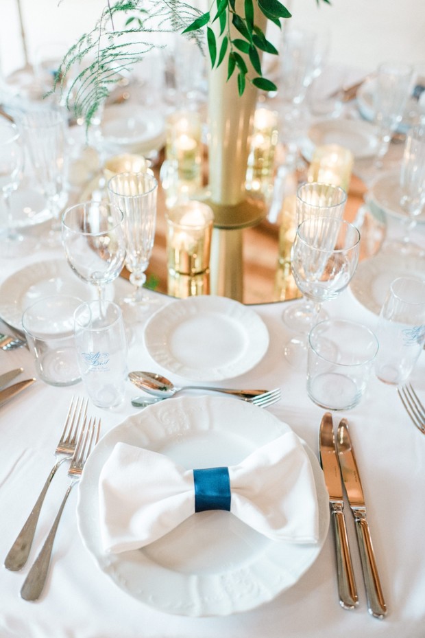 navy and gold wedding reception