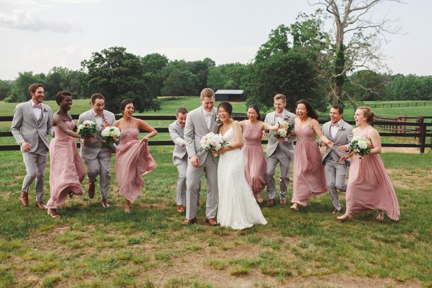 soft grey and pink wedding party