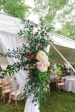 floral accented wedding tent
