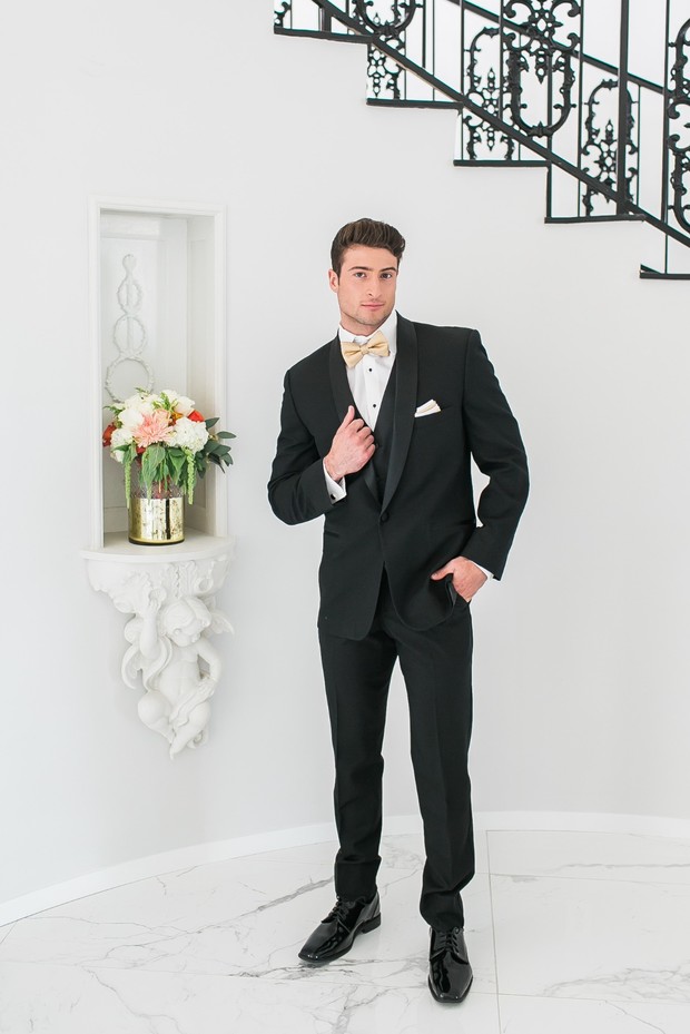 formal gold and black groom style