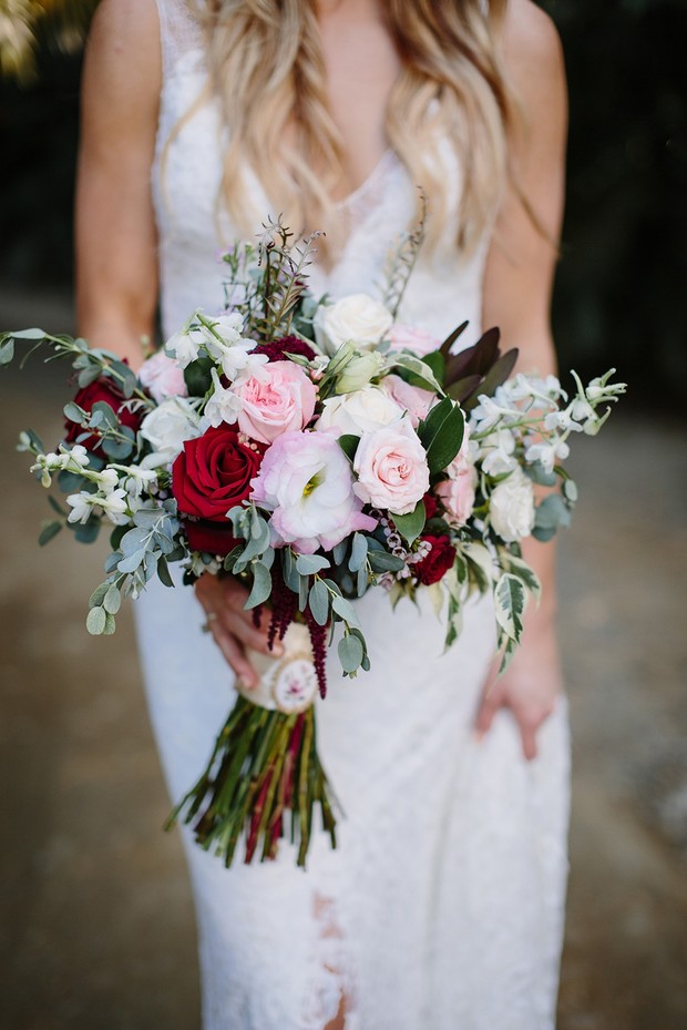 blush and red wedding bouquet