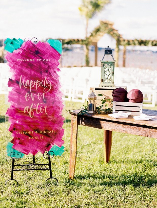colorful wedding sign