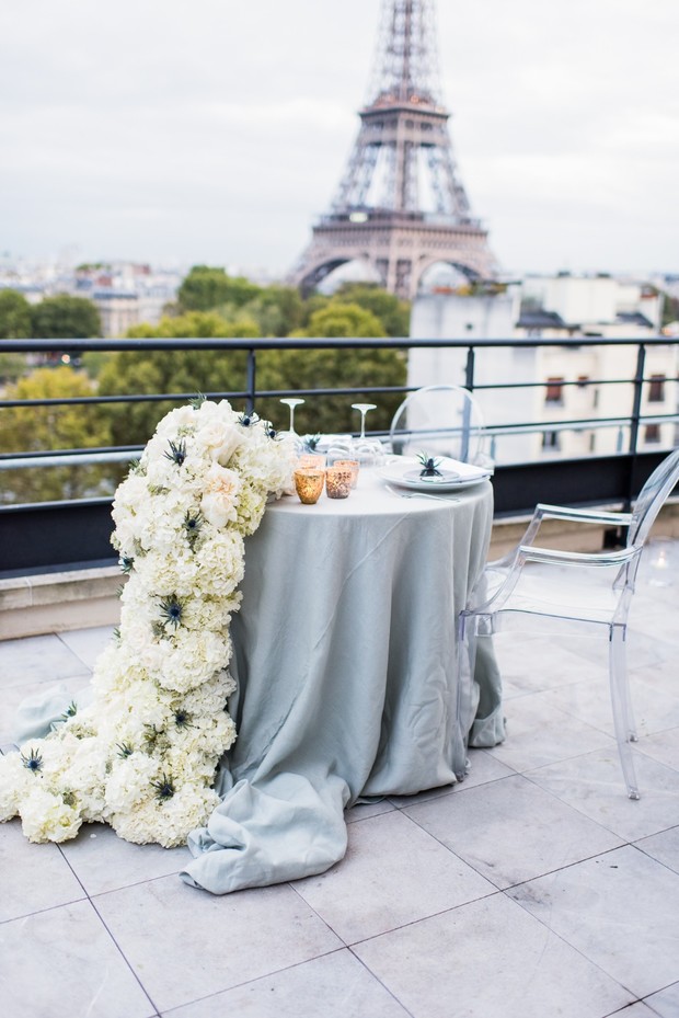 private balcony dinner for the bride and groom