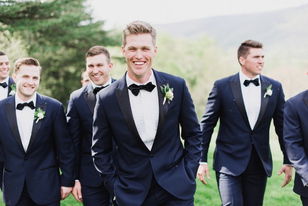 navy and black suit groomsmen