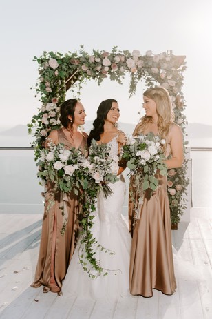 bridesmaids in bronze dresses