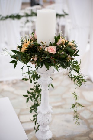 floral accented wedding candles