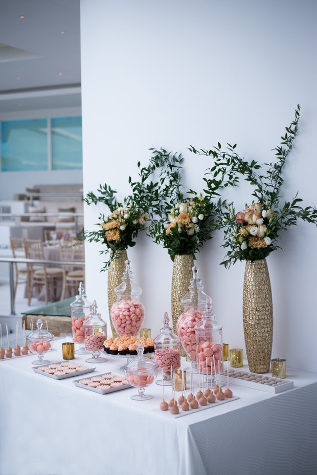 dessert table in pink and coral
