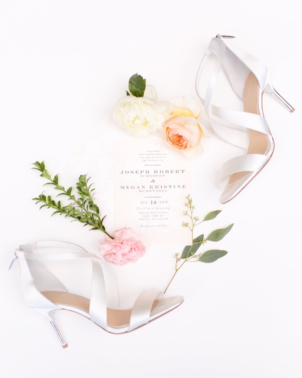 wedding shoes and wedding invitation