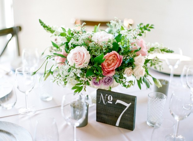wedding centerpiece and table number