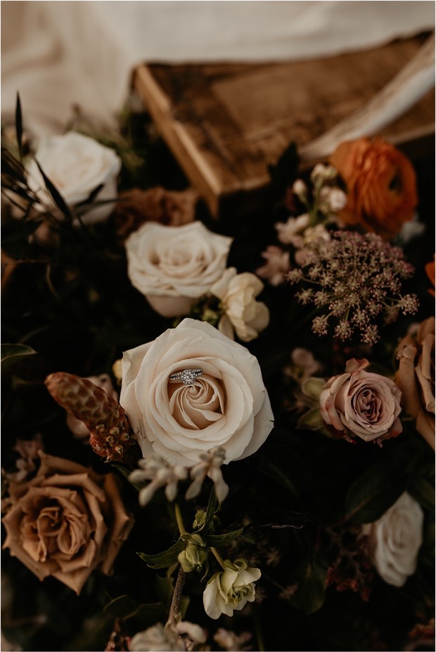 wedding flowers and wedding ring