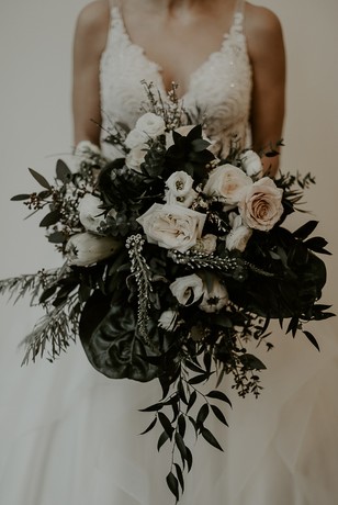 neutral white and blush wedding bouquet