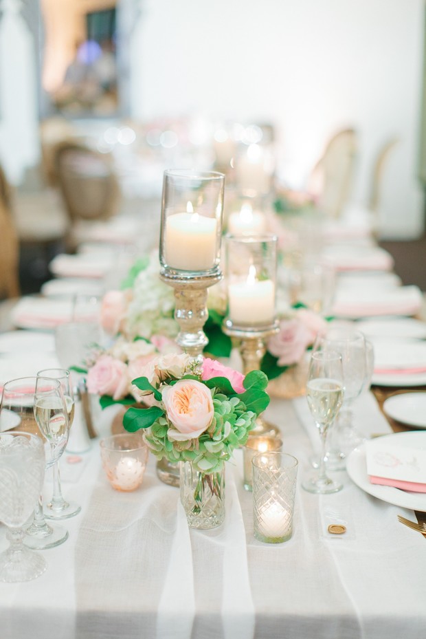 floral and candle wedding centerpiece