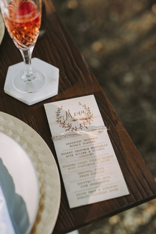 wooden wedding menu
