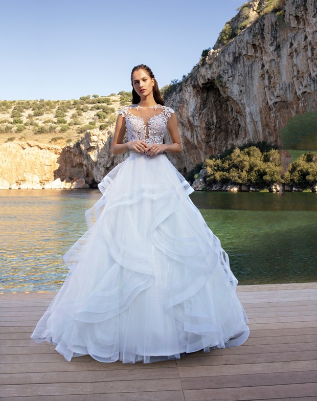 tiered ruffled dress by Demitrios Destination Romance collection