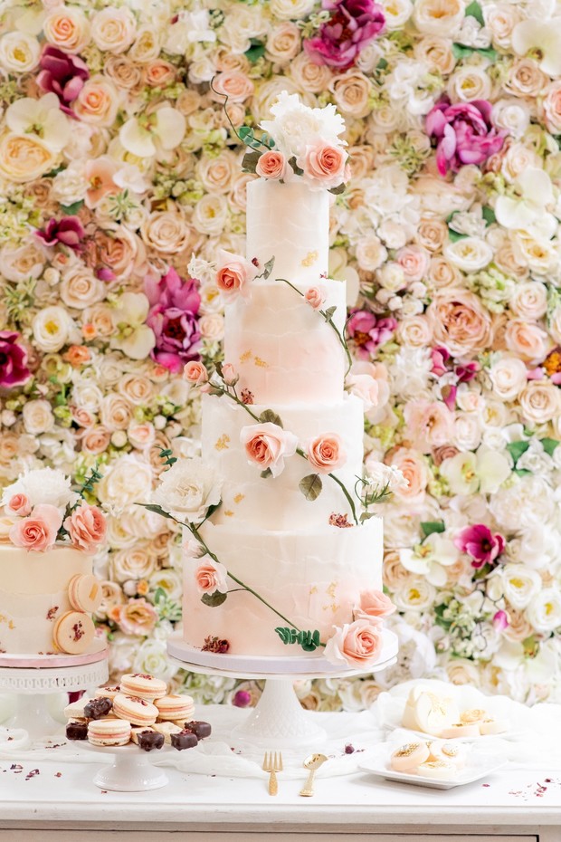 four tier blush wedding cake