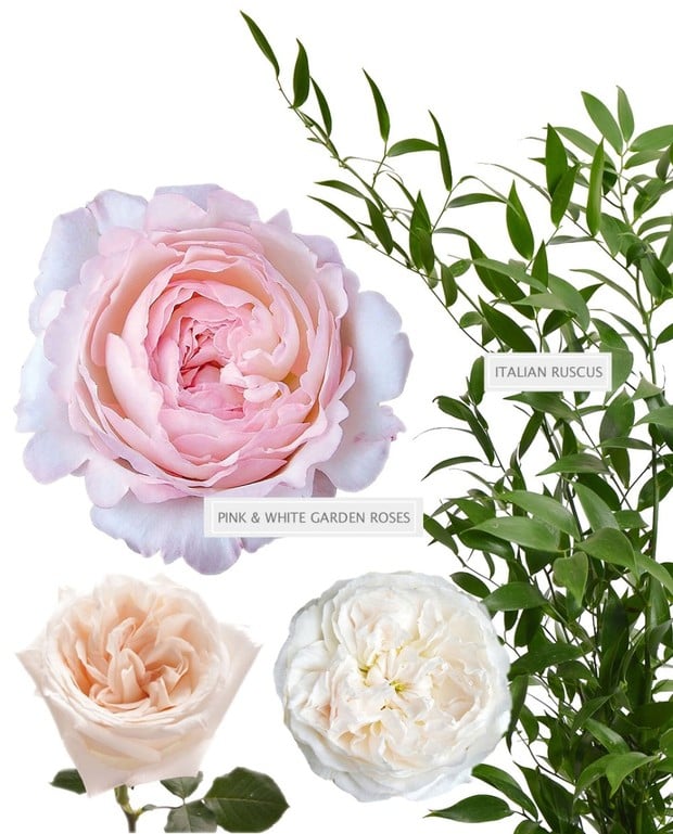 Organic Garden Rose & Greenery Bouquets With Fifty Flowers