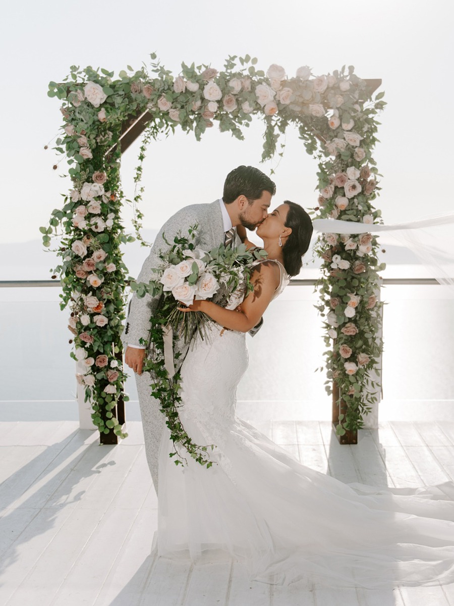 Glamorous White Rose Wedding In Greece