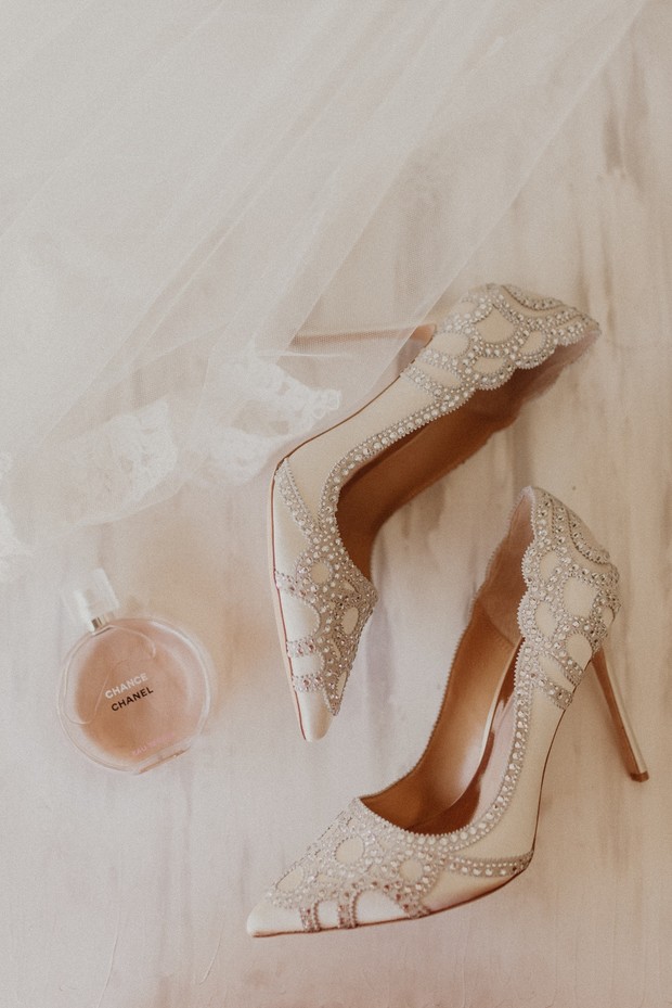 crystal embellished wedding heels