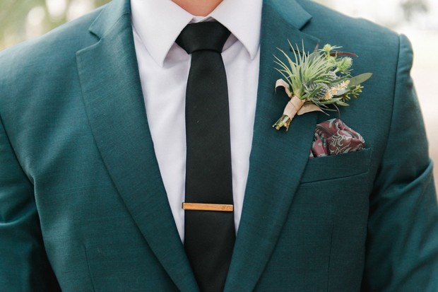 deep green groom suit